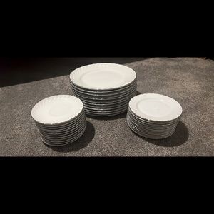 Vintage Norleans China Estate plates Large/small, Teecup saucers.